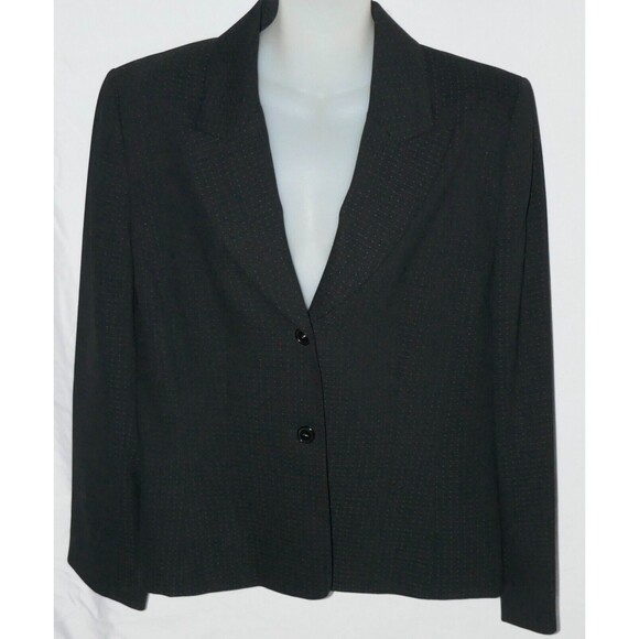 Tahari 2-Piece Black with Micro Dots Jacket Sport Coat Pencil Skirt Suit Size 14 - Picture 2 of 10